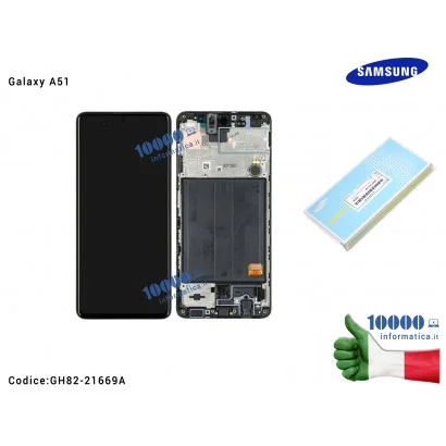 GH82-21669A Display LCD con Vetro Touch Screen SAMSUNG Galaxy A51 SM-A515F (NERO)