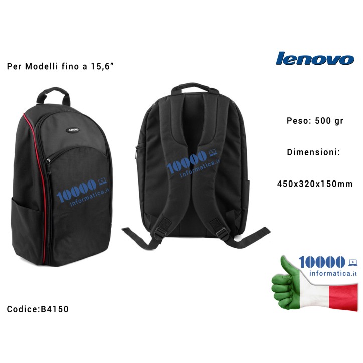 Zaino Borsa per Notebook 15,6" LENOVO B4150 Doppio Zaino Spalla Business Unisex [NERO]
