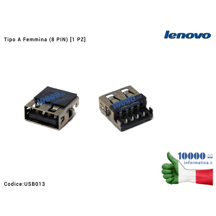 Connettore Porta USB 2.0 Tipo A Femmina (8 PIN) [1 PZ] LENOVO ThinkPad Edge G475 G475A G475AX G475G G475GL