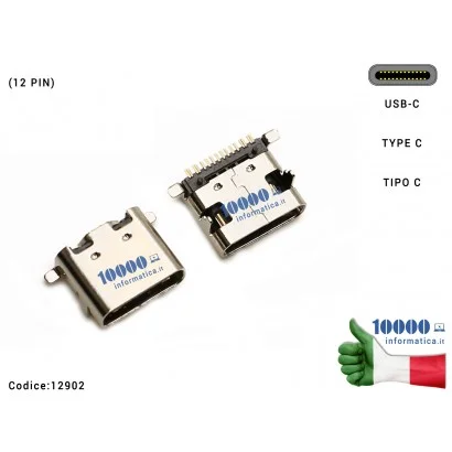 12902 Connettore di Alimentazione 12902 Tipo C (12 PIN) USB-C DC Power Jack Type-C