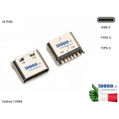12905 Connettore di Alimentazione 12905 Tipo C (6 PIN) USB-C DC Power Jack Type-C