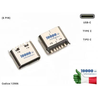 12906 Connettore di Alimentazione 12906 Tipo C (6 PIN) USB-C DC Power Jack Type-C