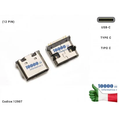 12907 Connettore di Alimentazione 12907 Tipo C (12 PIN) USB-C DC Power Jack Type-C