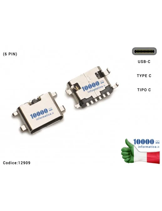 12909 Connettore di Alimentazione 12909 Tipo C (6 PIN) USB-C DC Power Jack Type-C