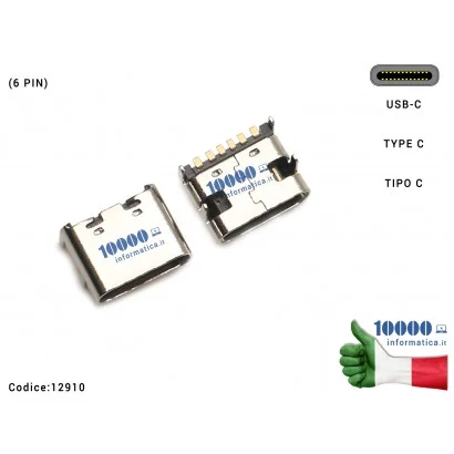 12910 Connettore di Alimentazione 12910 Tipo C (6 PIN) USB-C DC Power Jack Type-C