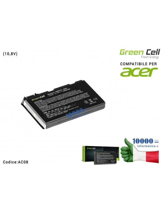 AC08 Batteria GRAPE32 Green Cell Compatibile per ACER (10,8V) TravelMate 5220 5520 5720 7520 7720 Extensa 5100 5220 5610 [440...