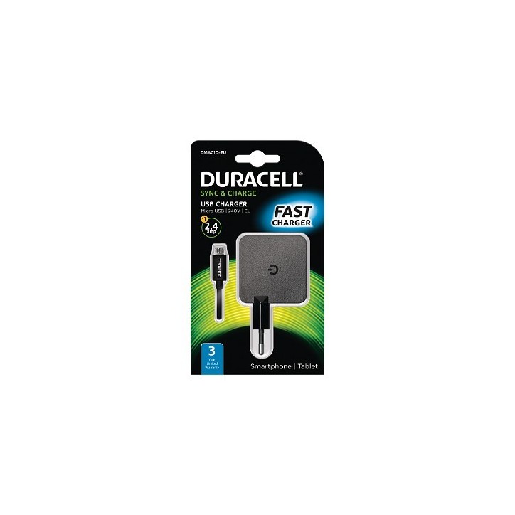DMAC10-EU Duracell 2.4A Phone/Tablet Wall Charger Adatto per Android Micro USB Phones/Tablets DMAC10-EU Duracell 2.4A Phone/Tablet Wall Charger Adatto per Android Micro USB Phones/Tablets