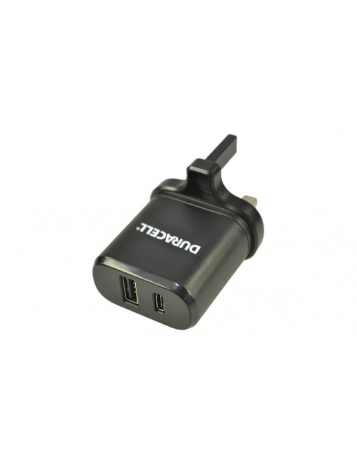 DRACUSB6-UK Duracell Type-C & Type-A Mains Charger Adatto per all Type-C Phone & Tablet Devices