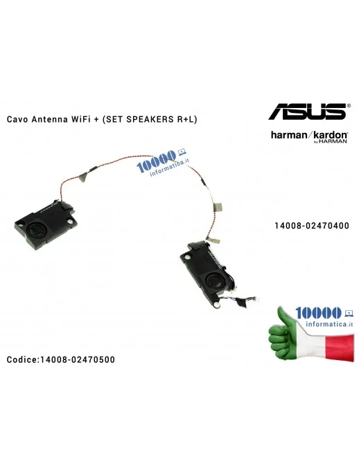 14008-02470500 Altoparlanti Speaker ASUS VivoBook X580G X580GD X580V X580VD X580VN N580G N580GD + Cavo Antenna WiFi (SET SPEA...