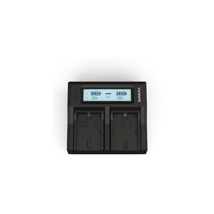 DRS6121 Duracell LED Dual DSLR Batteria Charger Sony NP-F550, NP-F750, NP-F970