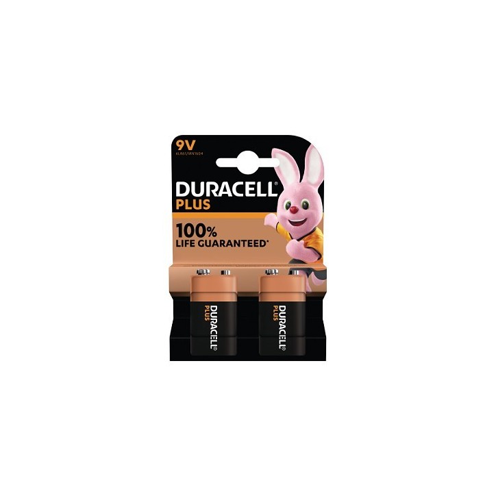 MN1604B2 Duracell Plus 9V 2 Pack Original General Purpose Battery