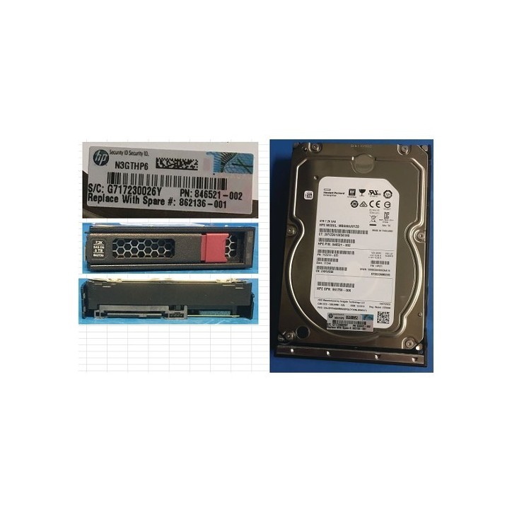862136-001 SPS-DRV HDD 6TB 12G 7.2K LFF SAS MDL LP