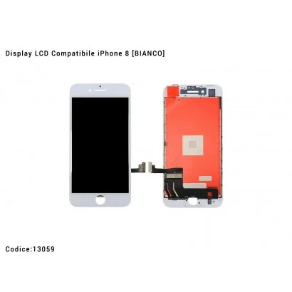 13059 Display LCD Compatibile iPhone 8 [BIANCO] Schermo Vetro Touch Screen