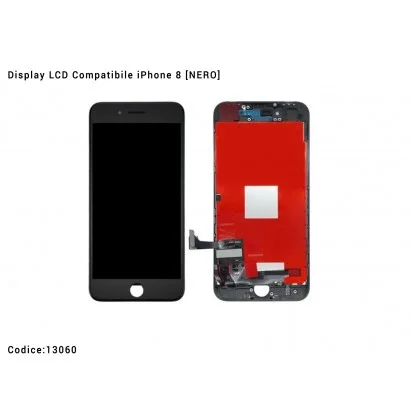 13060 Display LCD Compatibile iPhone 8 [NERO] Schermo Vetro Touch Screen