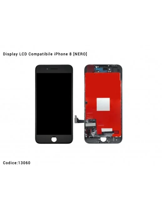 13060 Display LCD Compatibile iPhone 8 [NERO] Schermo Vetro Touch Screen
