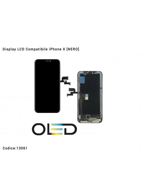 13061 Display LCD Compatibile iPhone X [NERO] Schermo Vetro Touch Screen