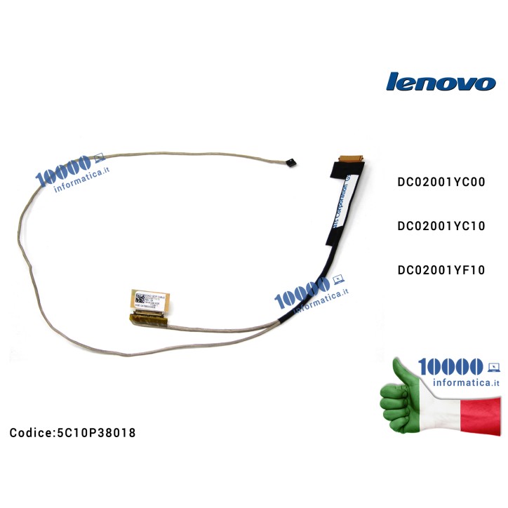 Cavo Flat LCD LENOVO [MODELLO 14] IdeaPad 320-14 320-14IAP 320-14IKB 320-14AST 320-14ISK 520-14 520-14IAP 520-14IKB 520-14AST 520-14ISK [DG421] DC02001YC00 DC02001YC10 EDP Cable L80XK FOR 14T