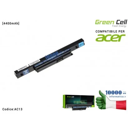 AC13 Batteria AS10B75 Green Cell Compatibile per ACER Aspire 5553 5625G 5745 5745G 5820T 5820TG 7250 7739 7745 [4400mAh]
