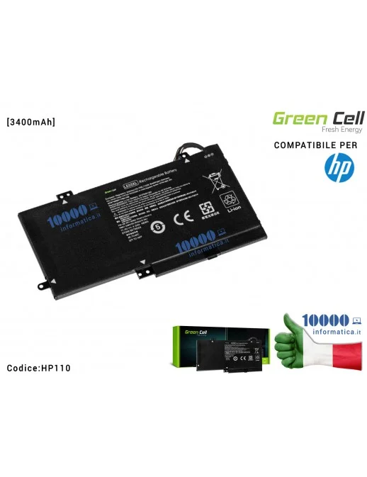 HP110 Batteria HSTNN-UB6O Green Cell Compatibile per HP x360 13-S 15-BK 15-W M6-W [3400mAh] 796220-541 796356-005 LE03XL