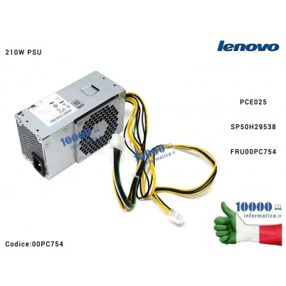 00PC754 Alimentatore 210W LENOVO ThinkStation P320 Power Supply SFF PCE025 SP50H29538 FRU00PC754