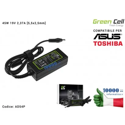 AD54P Alimentatore Green Cell PRO 45W 19V 2,37A [5,5x2,5mm] Compatibile per ASUS X450 X452 K450 X551 P450 X551C X551CA Toshib...