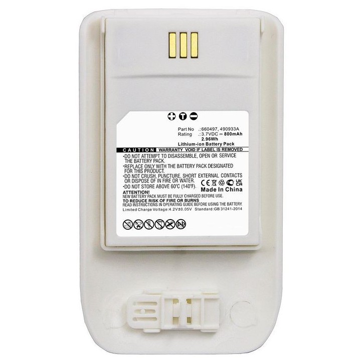 MBXCP-BA255 CoreParts Batteria for Mitel Ascom Cordless Phone 2.96Wh Li-ion 3.7V 800mAh White for 5614 D63 DECT 3735 DH7 NOT FOR