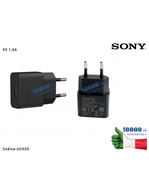 UCH20 Carica Batteria USB SONY 5V 1,5A Xperia Z5 Z3+ M4 M5 Z3 Z5 Compact [NERO]