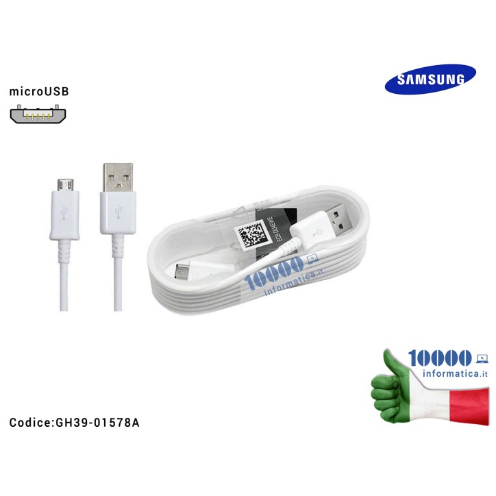Cavo Dati Ricarica microUSB SAMSUNG ECB-DU4EWE [BIANCO] (1,5 metri)