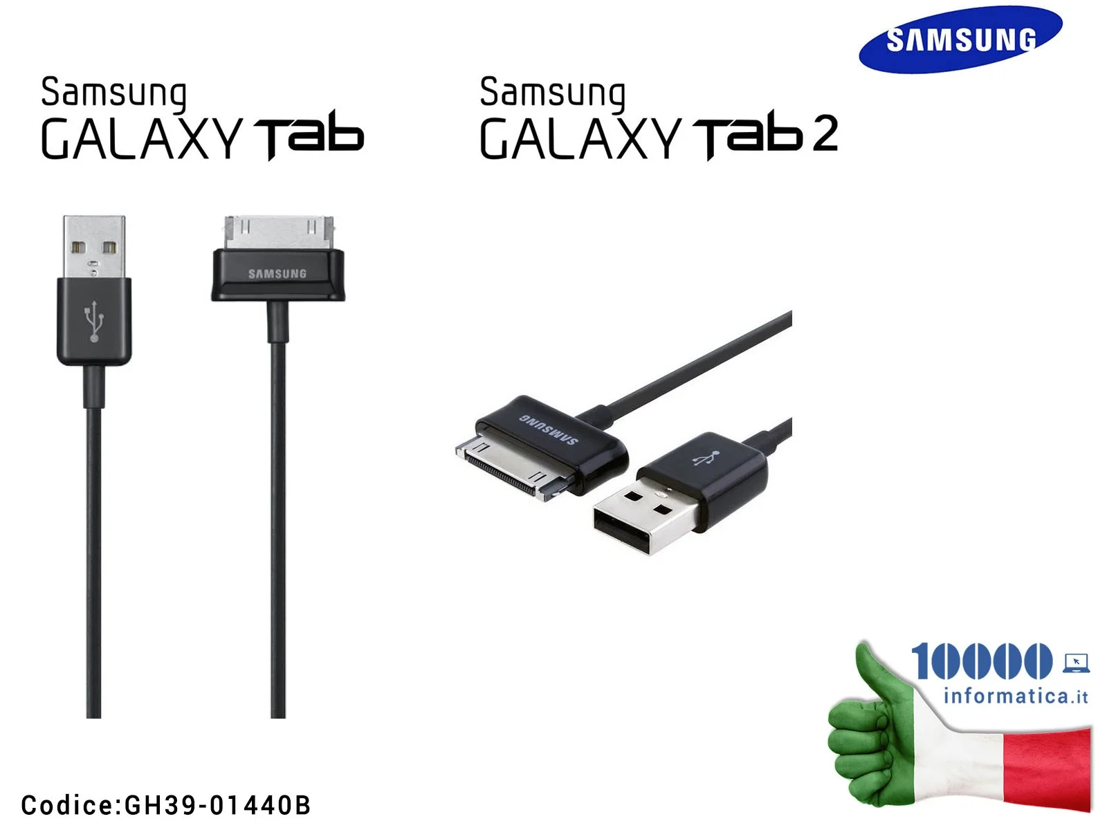 GH39-01440B Cavo Dati Ricarica USB 30 PIN SAMSUNG Galaxy Tab ECC1DP0UBE ECC1DPOU [NERO]
