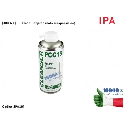 Cleanser IPA PCC15 Bomboletta Spray Alcool Isopropanolo Isopropilico [400 ML] Art. 201 per pulizia contatti chip mainboard scheda madre pcb