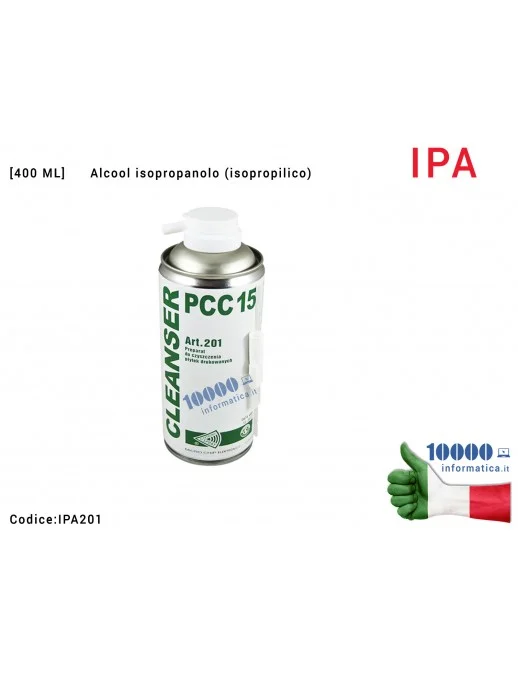 IPA201 Cleanser IPA PCC15 Bomboletta Spray Alcool Isopropanolo Isopropilico [400 ML] Art. 201 per pulizia contatti chip mainb...