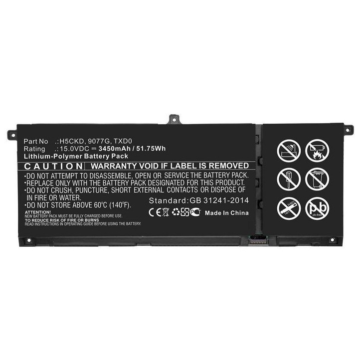 MBXDE-BA0240 CoreParts Laptop Batteria for Dell 51.75Wh Li-Polymer 15V 3450mAh for Dell Inspiron 13 7306 2-in-1 Inspiron 14 5401
