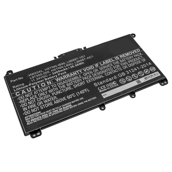 MBXHP-BA0282 CoreParts Laptop Batteria for HP 38.56Wh Li-Polymer 11.34V 3400mAh for HP Pavilion 15 15-EG0000,Pavilion 15 EG0073C