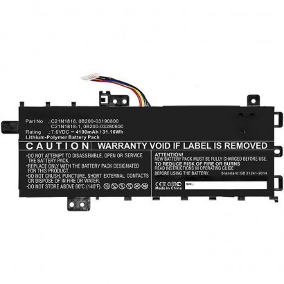 MBXAS-BA0279 CoreParts Laptop Batteria for Asus 31.16Wh Li-Polymer 7.6V 4100mAh (TYPE A) for Asus A412FA A412UA A412UB AUX412NB 