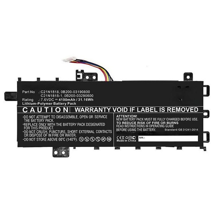 MBXAS-BA0279 CoreParts Laptop Batteria for Asus 31.16Wh Li-Polymer 7.6V 4100mAh (TYPE A) for Asus A412FA A412UA A412UB AUX412NB 