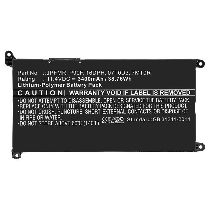 MBXDE-BA0219 CoreParts Laptop Batteria for Dell 41Wh Li-Pol 11.4V 3600mAh Black for Dell Notebook Laptop Chromebook 3400 Chromeb