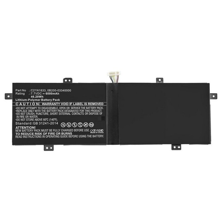 MBXAS-BA0242 CoreParts Laptop Batteria for Asus 46.20Wh Li-Pol 7.7V 6000mAh Black for Asus Notebook Laptop BX431FA BX431FB K431F