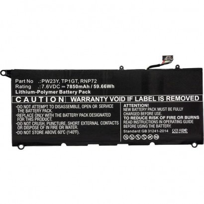 MBXDE-BA0116 MBXDE-BA0116 CoreParts Laptop Batteria for Dell 46Wh Li-Pol 7.6V 6100mAh Black XPS 13 9360 XPS 13 9360-D1605G 0R...