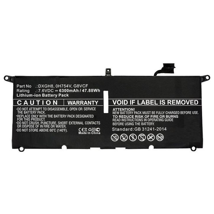 MBXDE-BA0082 CoreParts Laptop Batteria for Dell 48Wh Li-Pol 7.6V 6300mAh Black XPS 13 2018 XPS 13 9370 XPS 13 9370 FHD i5 XPS 13