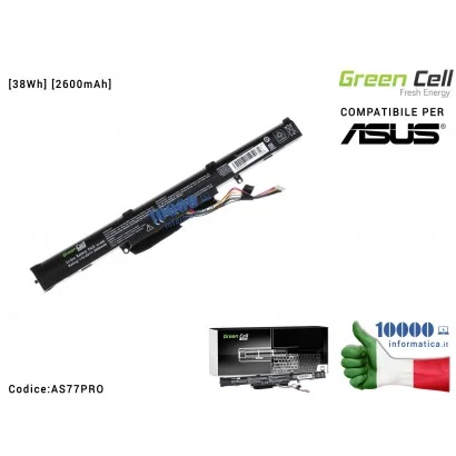 Batteria A41-X550E Green Cell PRO [38Wh] Compatibile per ASUS F550D R510D R510DP X550D X550DP A450 A550 F550 K550 R510 X450 X550 F550 F750 K750 R750 X550 X750 [2600mAh]