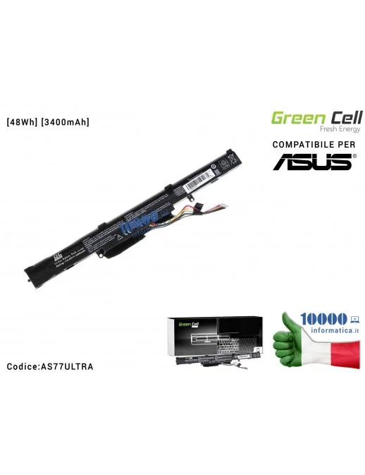 AS77ULTRA Batteria A41-X550E Green Cell ULTRA [48Wh] Compatibile per ASUS F550D R510D R510DP X550D X550DP A450 A550 F550 K550...