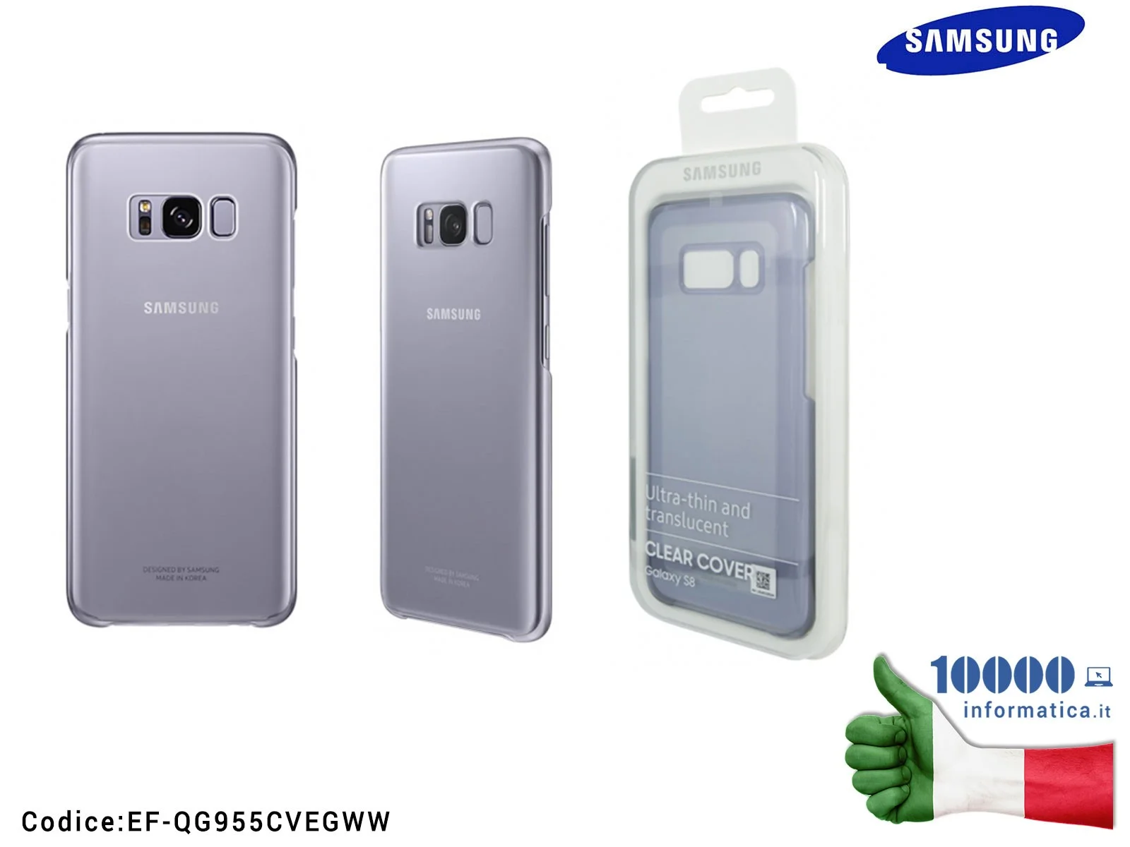 EF-QG955CVEGWW Cover Clear Slim SAMSUNG Galaxy Galaxy S8+ Plus SM-G950F [VIOLET] EF-QG955CVEGWW Custodia Trasparente Viola