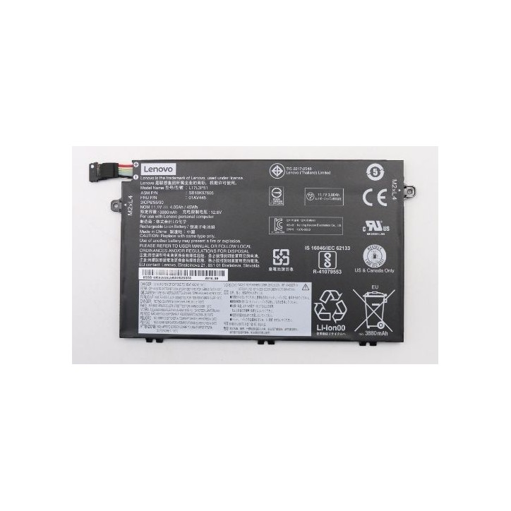 01AV445 Lenovo Lithium-Ion battery, 45Wh capacity, 11.1V voltage, compatible with Lenovo ThinkPad E480, E490, E580 series. FRU02