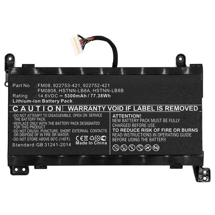 MBXHP-BA0219 CoreParts Laptop Batteria for HP 77WH Li-ion 14.6V 5.3Ah with 16pins connector for Omen 17-AN Omen 17-AN003NI Omen 
