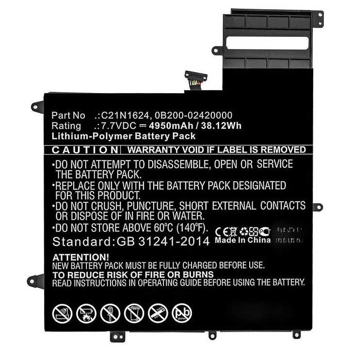 MBXAS-BA0275 CoreParts Laptop Batteria for Asus 38.12Wh Li-Polymer 7.7V 4950mAh for Asus 0B200-02420000P-B2B2A-711-005R Q325U Q3