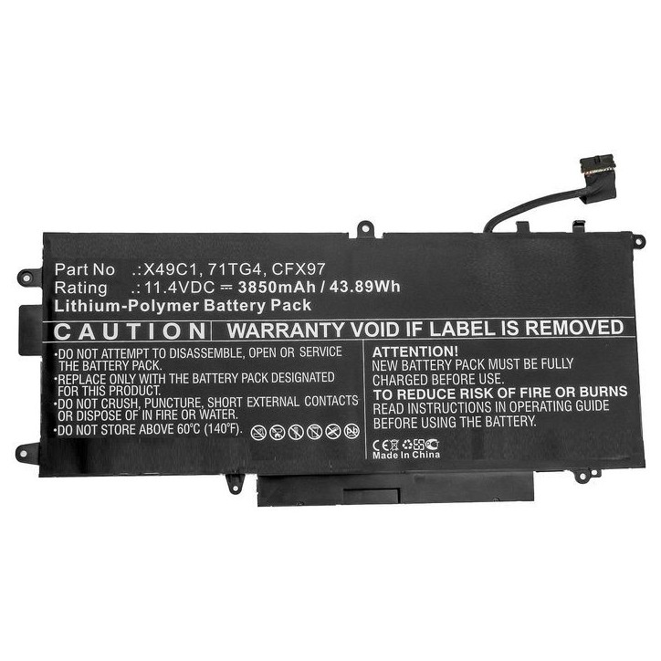 MBXDE-BA0226 CoreParts Laptop Batteria for Dell 44Wh Li-Po 11.4V 3850mAh Black for Latitude 5289 2-in-1 Latitude 7390 2-in-1 71T