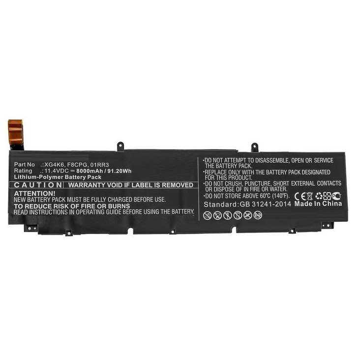 MBXDE-BA0244 CoreParts Laptop Batteria for Dell 91.2Wh Li-Polymer 11.4V 8000mAh for Dell Precision 5750 0YY3V Precision 5750 370