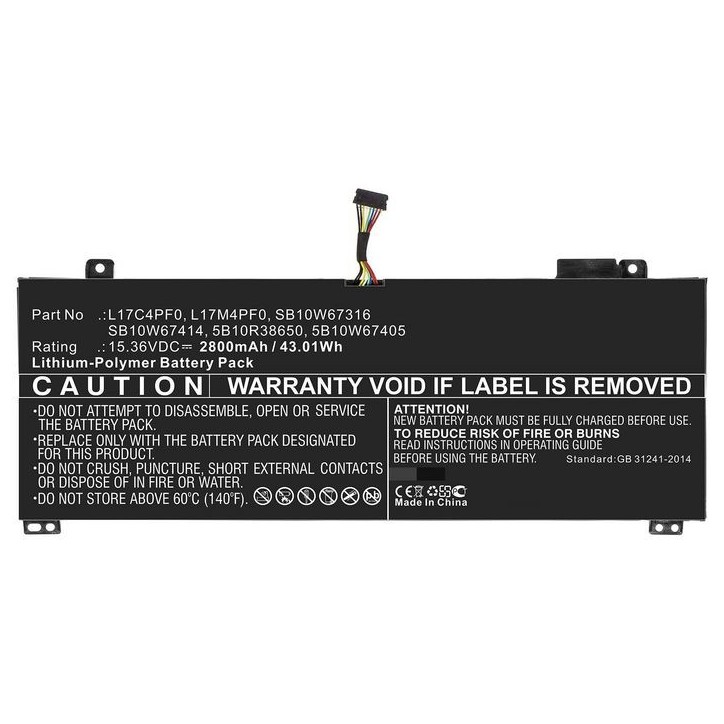 MBXLE-BA0236 CoreParts Laptop Batteria for Lenovo 43.01Wh Li-Pol 15.36V 2800mAh Black for Lenovo Notebook Laptop xiaoxin Air 13 