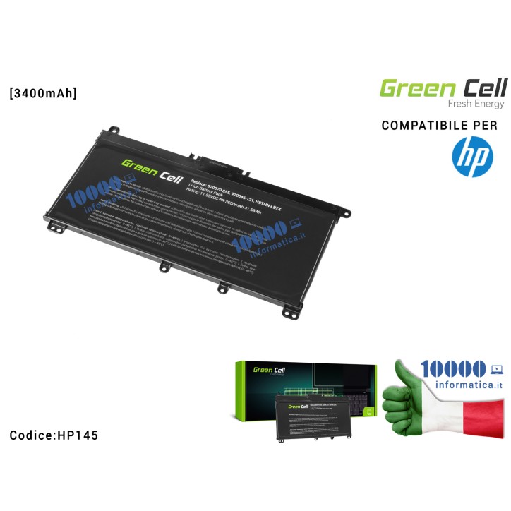 Batteria HSTNN-LB7X Green Cell Compatibile per HP Pavilion 14-BF 14-BK 14-BP 15-CC 15-CD 15-CK 17-AR TF03XL [3400mAh] 920046-421