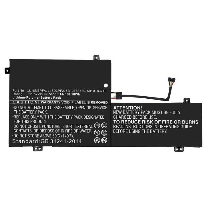 MBXLE-BA0242 CoreParts Laptop Batteria for Lenovo 58.18Wh Li-Pol 11.52V 5050mAh Black for Lenovo Notebook Laptop Yoga C740 YOGA 